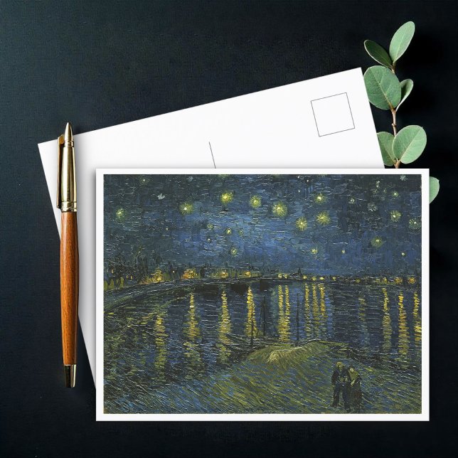 Cartão Postal Starry Night no Rhone, Vincent van Gogh Art (Criador carregado)