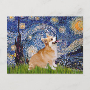 Cartão Postal Starry Night - Pembroke Welsh Corgi 7b