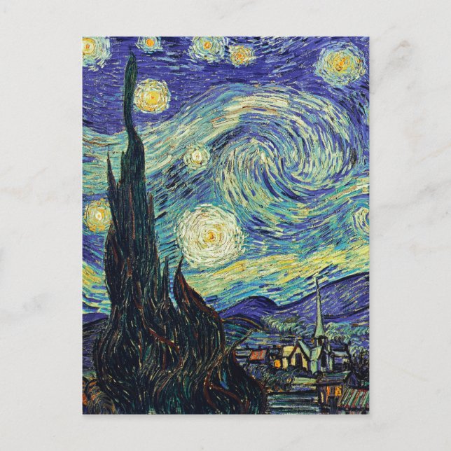 Cartão Postal Starry Night por van Gogh (Frente)