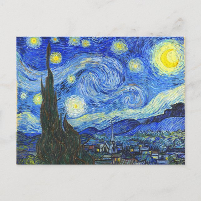 Cartão Postal Starry Night por Vincent van Gogh (Frente)