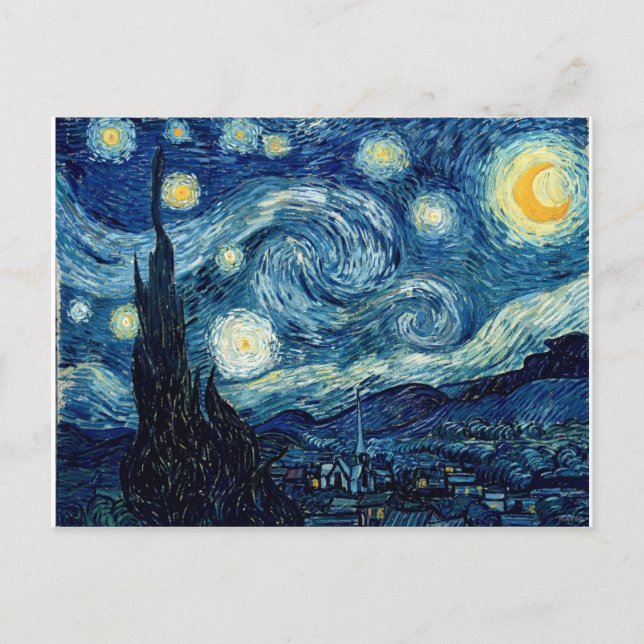 Cartão Postal Starry Night Por Vincent Van Gogh (Frente)