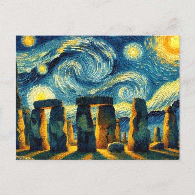 Cartão Postal Starry Night Stonehenge (Frente)