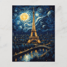 Cartão Postal Starry Night - Torre Eiffel