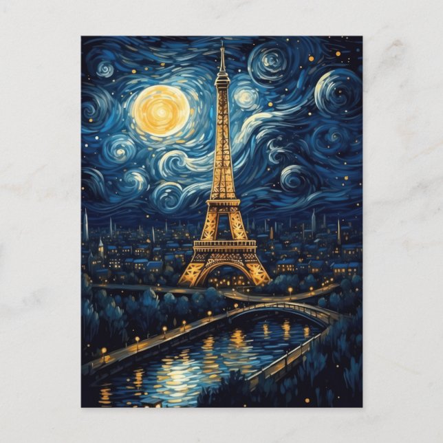 Cartão Postal Starry Night - Torre Eiffel (Frente)