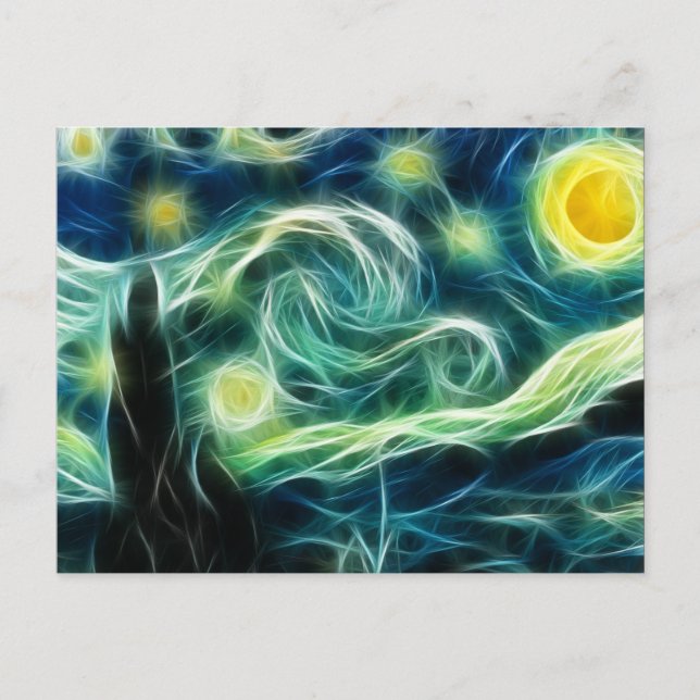Cartão Postal Starry Night Van Gogh Arte Fractal (Frente)