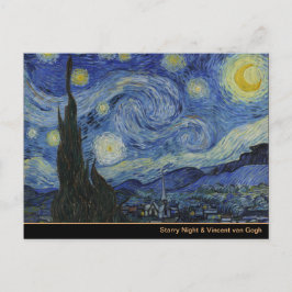 Cartão Postal Starry Night & Van Gogh /famosa arte de vintage
