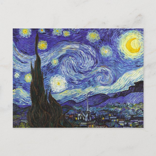 Cartão Postal Starry Night Van Gogh Fine Art (Frente)