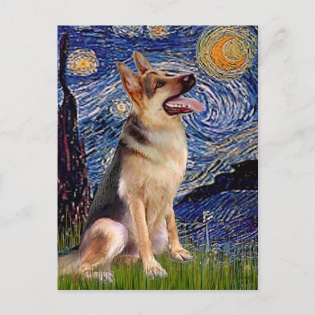 Cartão Postal Starry Night (Vert) - German shepherd 1 (Frente)
