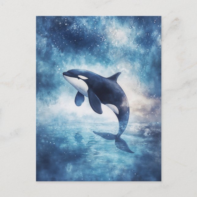 Cartão Postal Starry Orca Whale Celestial Galaxy (Frente)