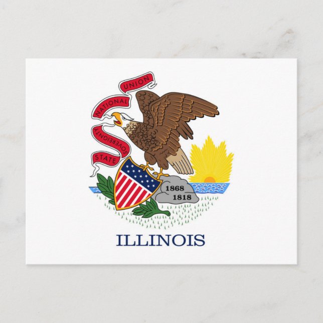 Cartão Postal State Flag of Illinois, EUA (Frente)