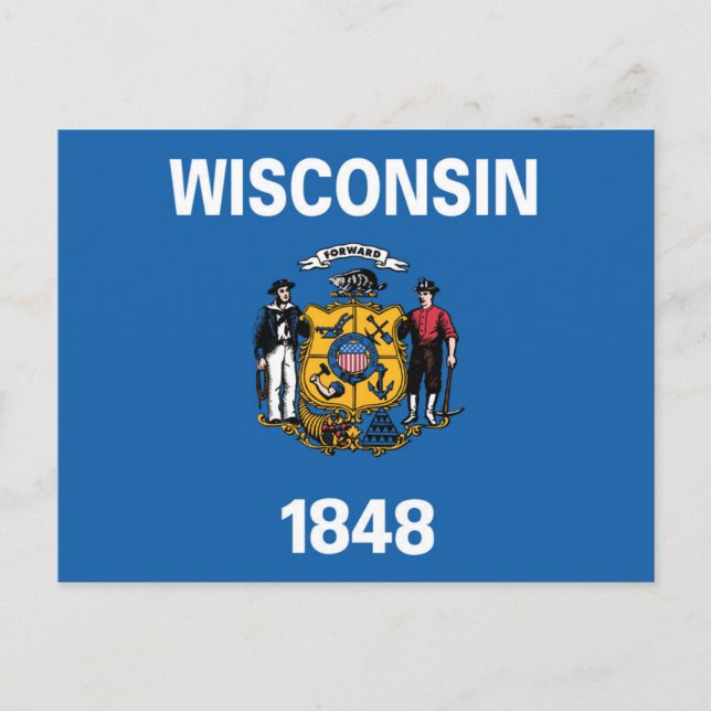 Cartão Postal State Flag of Wisconsin, EUA (Frente)