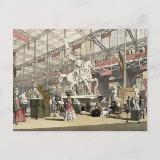 Cartão Postal Statues in the Belgium section of the Great Exhibi (Frente)