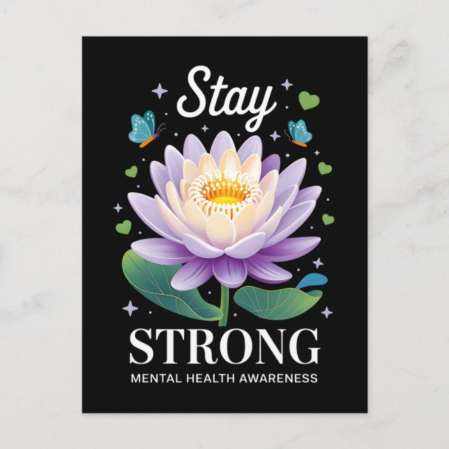 Cartão Postal Stay Strong – Mental Health Awareness Wellness Sup (Frente)