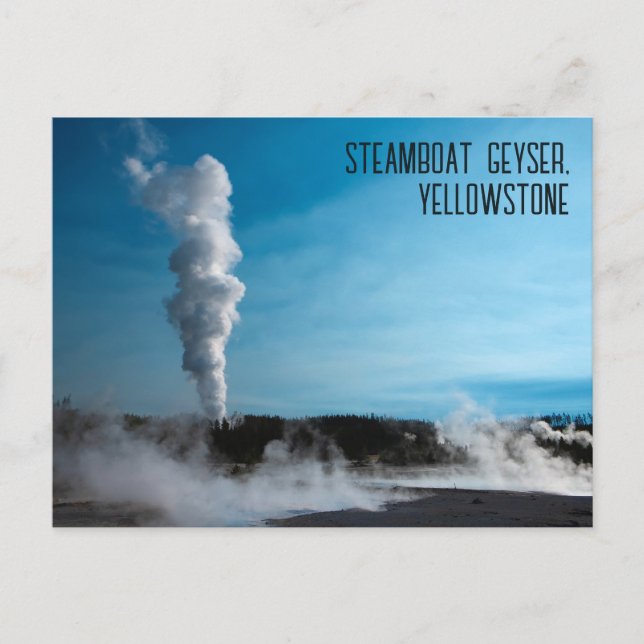 Cartão Postal Steamboat Geyser Erupção Yellowstone (Frente)