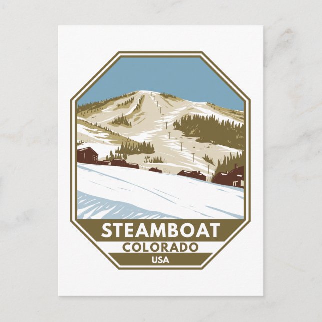 Cartão Postal Steamboat Ski Area Winter Colorado (Frente)