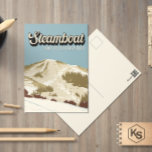 Cartão Postal Steamboat Ski Area Winter Colorado Vintage<br><div class="desc">Design de arte de inverno a vapor mostrando a paisagem de inverno.</div>