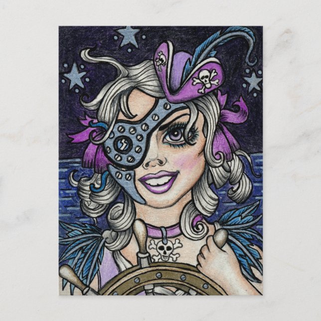 Cartão Postal Steamface nº 10 Pirata Steampunk (Frente)