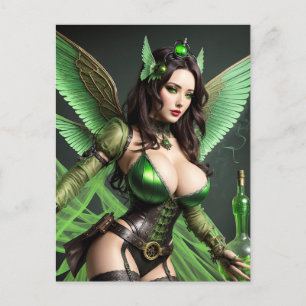 Cartão Postal Steampunk Absinthe Green Fairy Postcard