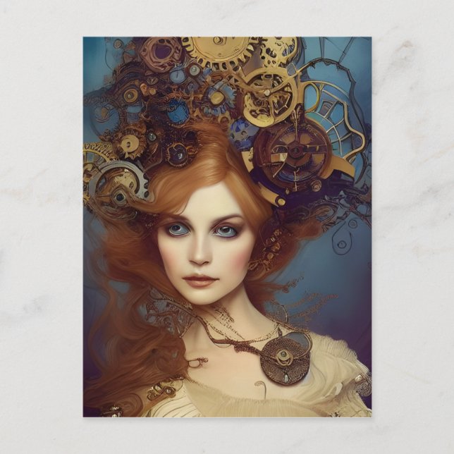 Cartão Postal Steampunk Alice Stunning Fantasy Retrato (Frente)