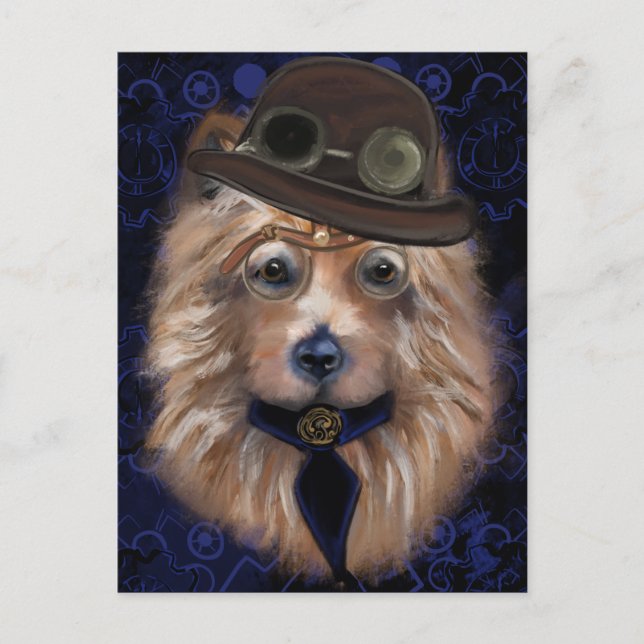 CARTÃO POSTAL STEAMPUNK AUSTRALIAN TERRIER (Frente)
