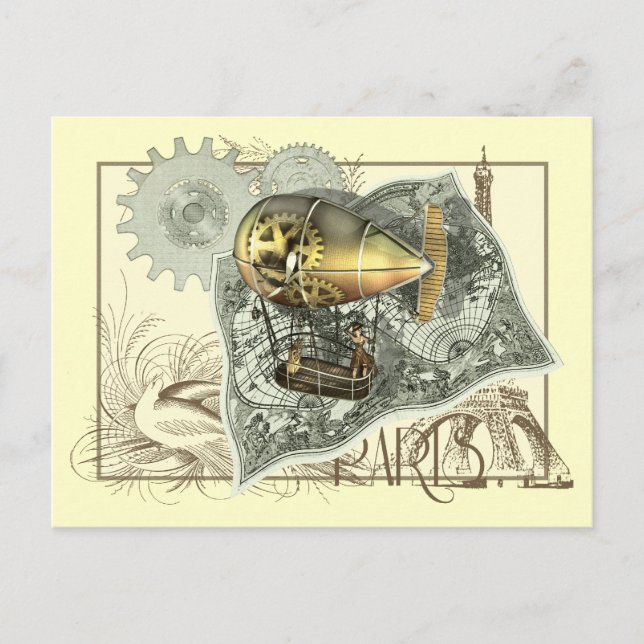 Cartão postal Steampunk Dirigible Air Tour (Frente)