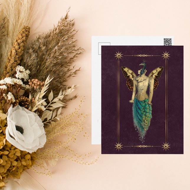 Cartão Postal Steampunk Fantasy Peacock (Criador carregado)