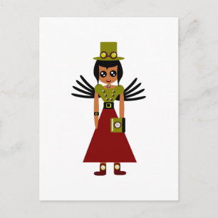 Cartão Postal Steampunk Girl Goal Keeper of Time