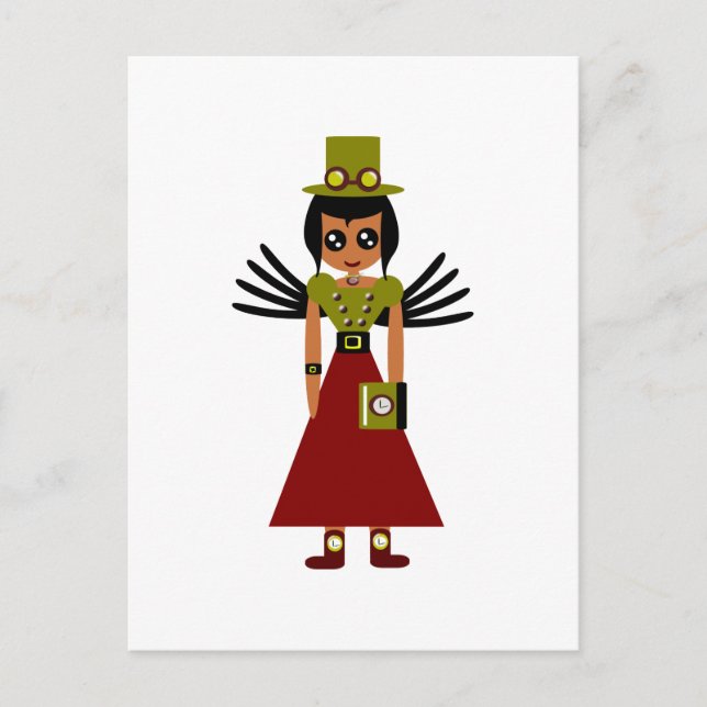 Cartão Postal Steampunk Girl Goal Keeper of Time (Frente)