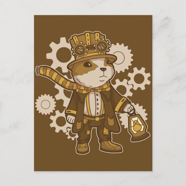 Cartão Postal Steampunk Hampster (Frente)