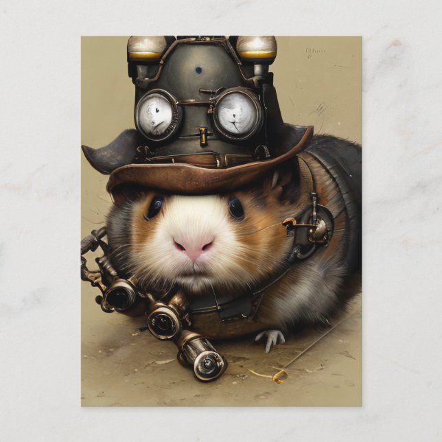 Cartão Postal Steampunk Hampster Adorável (Frente)