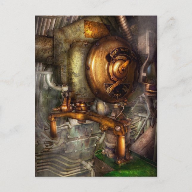 Cartão Postal Steampunk - Naval - Feche a válvula (Frente)