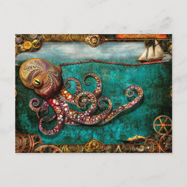 Cartão Postal Steampunk - o conto do Kraken (Frente)