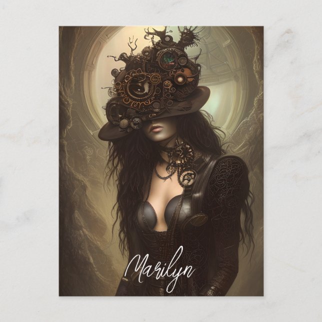 Cartão Postal Steampunk Oculta Seus Olhos (Frente)