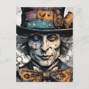 Cartão Postal Steampunk Old Man Watercolor