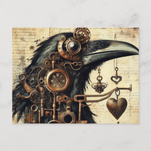 Cartão Postal Steampunk Raven
