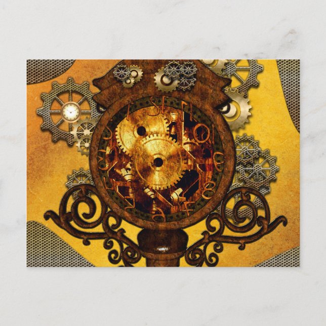 Cartão Postal Steampunk, relógio incrível (Frente)
