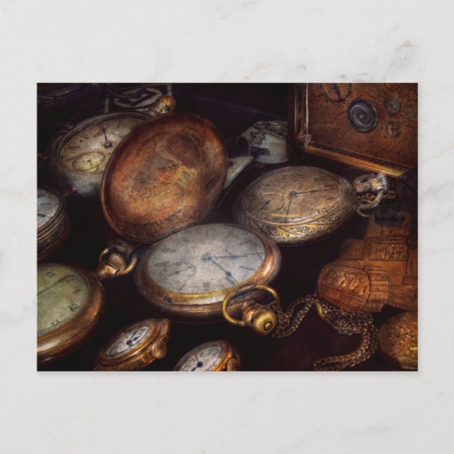 Cartão Postal Steampunk - Relógio - Tempo vestido (Frente)