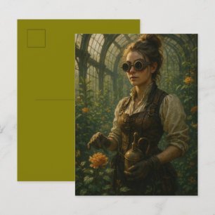 Cartão Postal Steampunk Victorian Gardener Art
