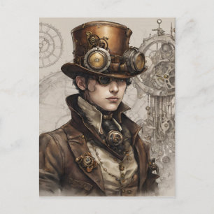 Cartão Postal Steampunk Victorian Gentleman Trabalho de arte