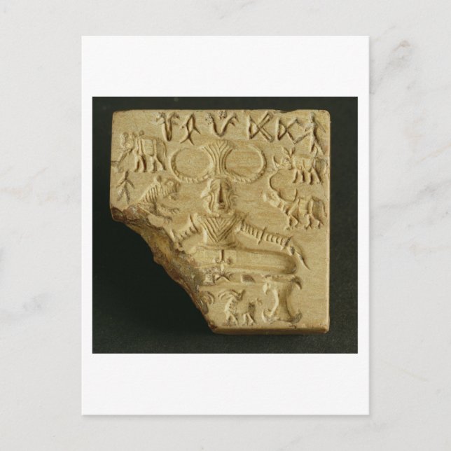 Cartão Postal Steatite Pasupati, Mohenjodaro, 2300-1750 a.C. (Frente)