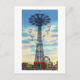 Cartão Postal Steeplechase Park Parachute Jump Daytime Cena