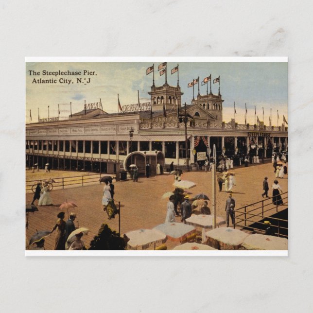 Cartão Postal Steeplechase Pier, Atlantic City 1914 Vintage (Frente)