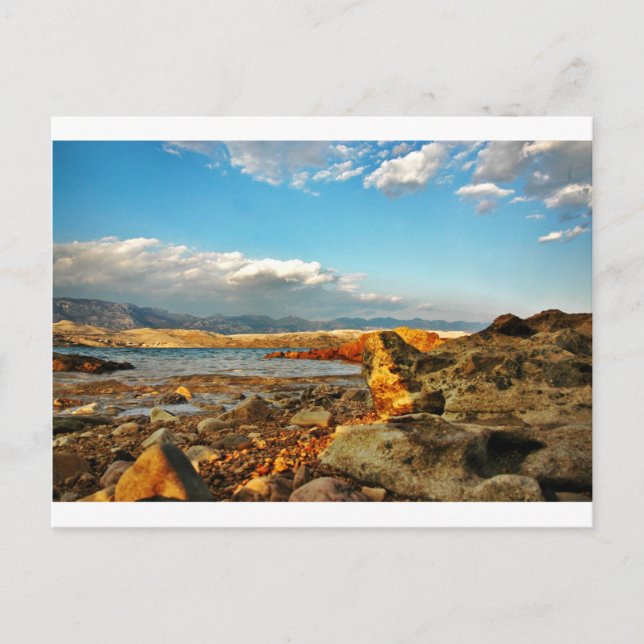 Cartão Postal Steinstrand auf der Insel Pag em Kroatien (Frente)