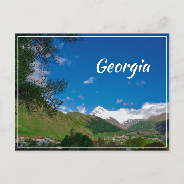 Cartão Postal Stepantsminda Kazbegi Georgia Gergeti Caucuses (Frente)