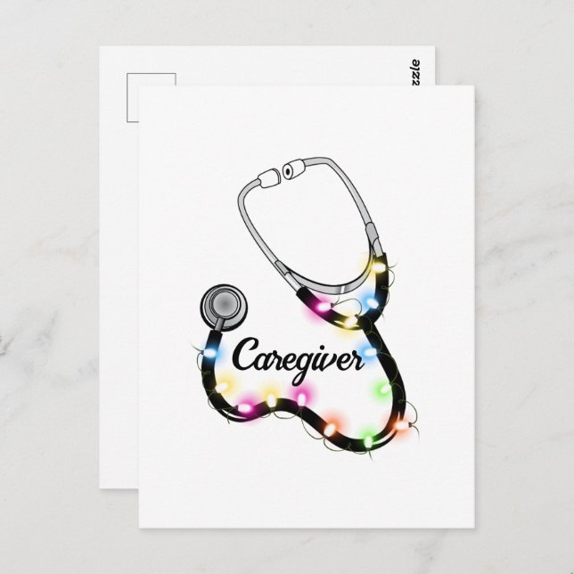 Cartão Postal Stethoscope Com Luzes De Natal Enfermeira De Natal (Frente/Verso)