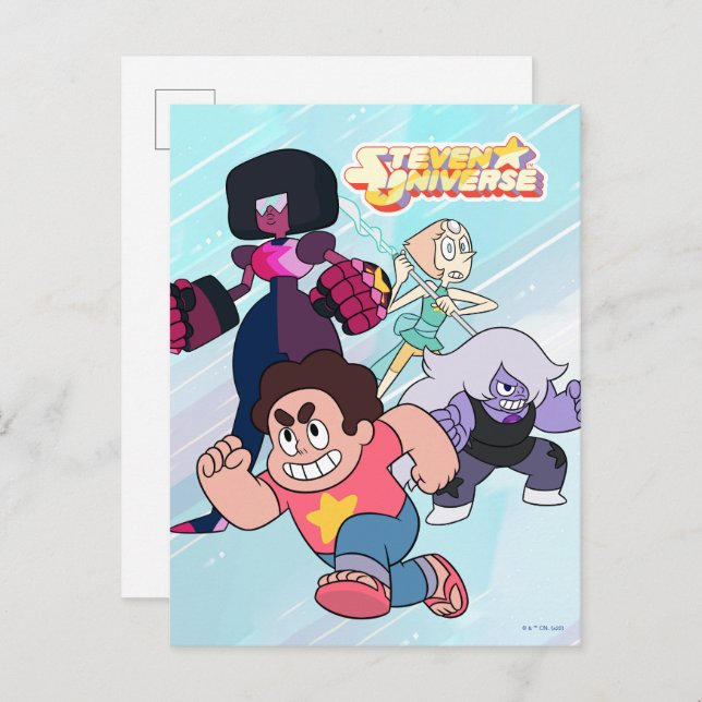 Cartão Postal Steven Universe | Ação do grupo Crystal Gem (Frente/Verso)