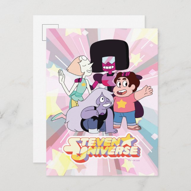 Cartão Postal Steven Universe | Grupo Crystal Gem Huddle (Frente/Verso)