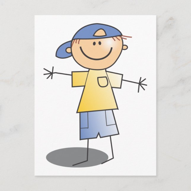 Cartão Postal Stick Boy ~ Blue Ball Boné (Frente)