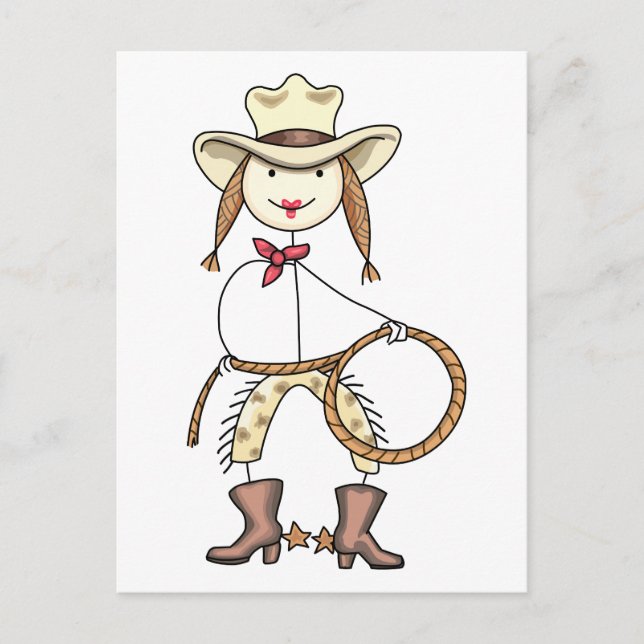 Cartão Postal Stick Figure Cowgirl (Frente)