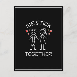 Cartão Postal Stick Figure Stickman Casais Dia de os namorados L